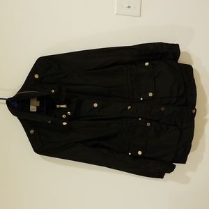 Michael Kors Rain Jacket Black with gold feminine buttons and zipper. Size L
